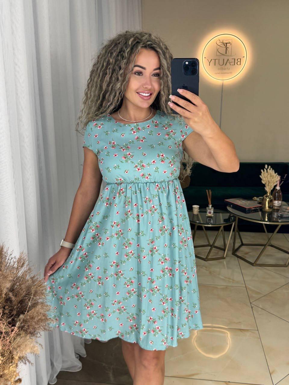 Літня квіткова сукня вільного крою зі штапелю Smmod9106