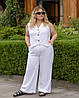 Жіночий брючний костюм, жилет та штани льон Білий, фото 10