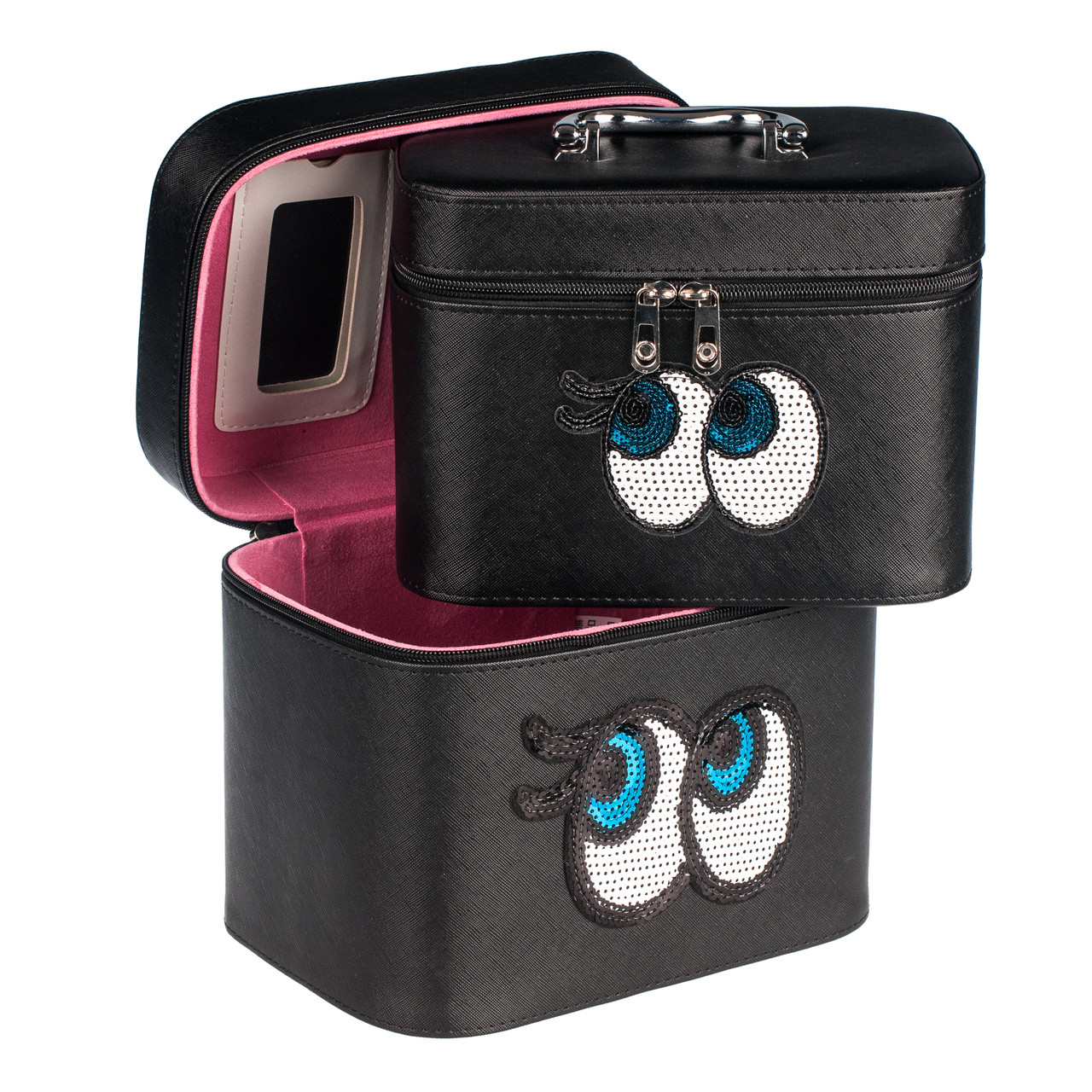 Косметички "милі очі", 2 в 1, чорна