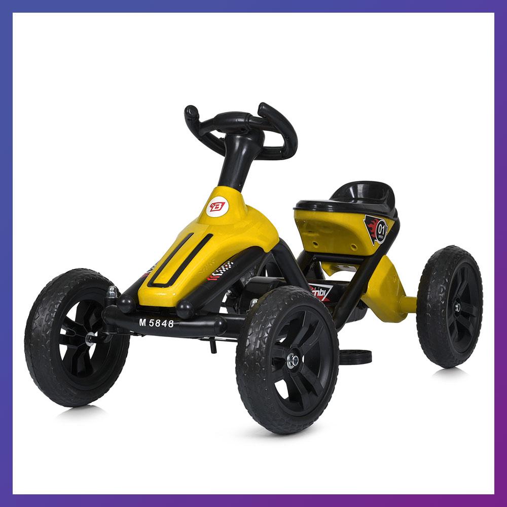 Дитячий педальний залізний карт веломобіль для дітей 2-6 років Bambi M 5848E Жовтий, фото 1