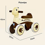 Дитяча каталка-толокар Динозаврик M 5853E з підсвіткою й музикою Коричневий, фото 3