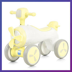 Дитяча каталка-толокар Літак M 5854E з підсвіткою і музикою Жовтий