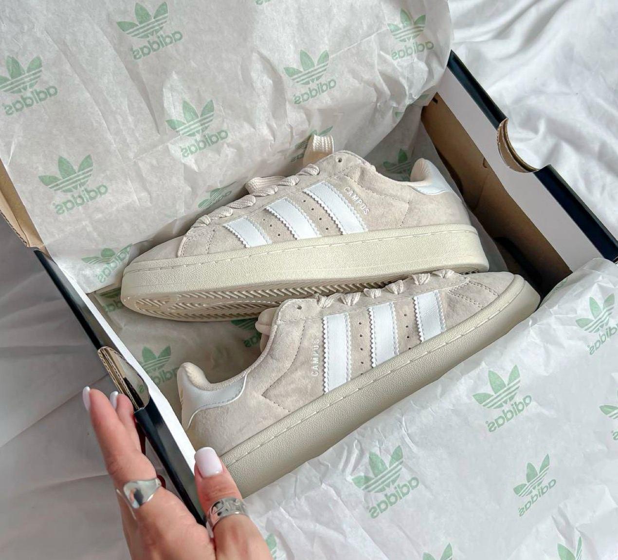 Жіночі кросівки Adidas Campus Beige White Кеди Адідас Кампус бежеві замшеві демісезон