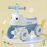 Дитяча каталка-толокар Носоріжка M 5856E з підсвіткою й музикою Блакитний, фото 2