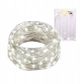Світлодіодна гірлянда Sun Lamp Крапля Роси 100 LED, 10м холодне біле світло, батарейки 3 АА