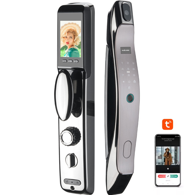 Електронний замок дверей NaviCat EF21 з підтримкою програми TUYA камерою і Face ID Silver