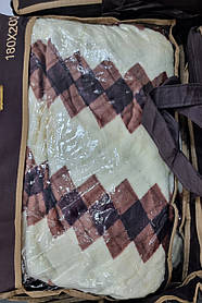 Плед мікрофайбер "Ялинка" 180х200см (односпальне) Коричневий