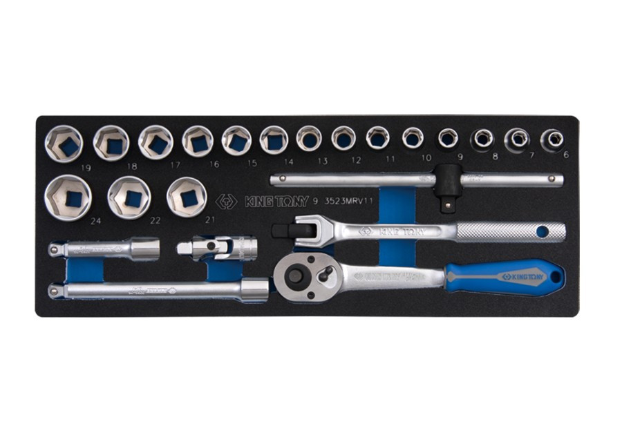 Набір торцевих головок 3/8" (головки, тріскачка, сироватка,удл.) (EVA ложемент)