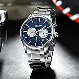 Чоловічий кварцовий годинник з хронографом Curren 8446 Silver-Blue, фото 4