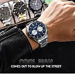 Чоловічий кварцовий годинник з хронографом Curren 8446 Silver-Blue, фото 5