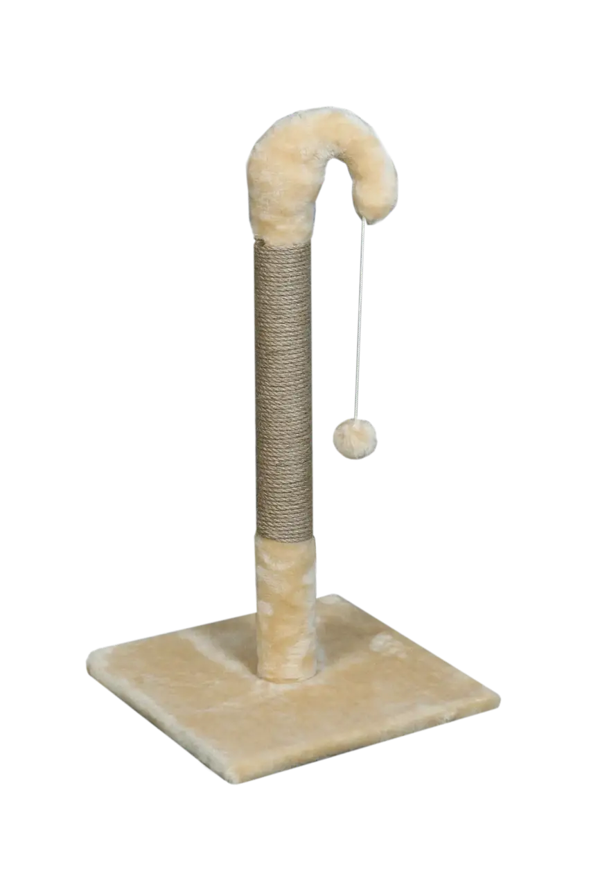 Дряпка для кота Мур-Мяу "Гном" 37Х37Х77 см у сизалевій мотузці (бежевий)