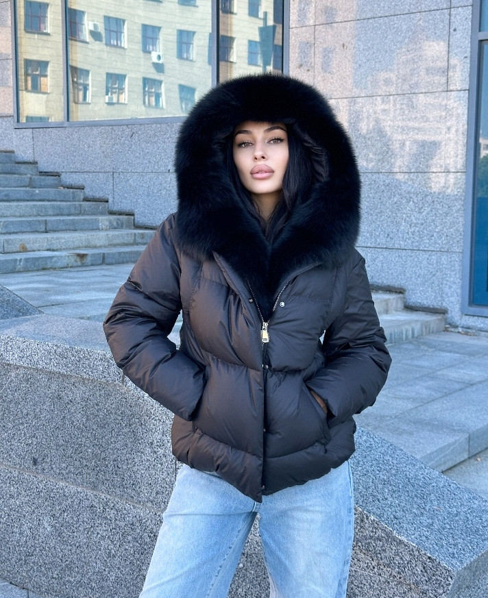 Жіноча куртка  з натуральним хутром фінського песця, фото 1
