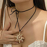 Чокер Підвісок Сонце Пентаграма Золота на чорному шнурку для Красоти, Радості, Счастья, Великий Захист, фото 2