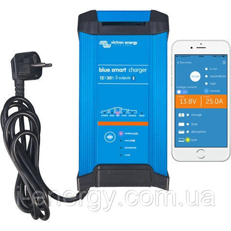 Зарядний пристрій Blue Smart IP22 Charger 12/30 (3) BPC123048002 Victron Energy 12В 30А 3 виходи, фото 1