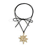 Чокер Підвісок Сонце Пентаграма Золота на чорному шнурку для Красоти, Радості, Счастья, Великий Захист, фото 7