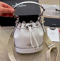 Жіноча міні сумка Bucket Bag з натуральної шкіри (Біла)