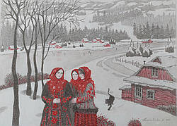 Листівка "Мисливець на снігу"