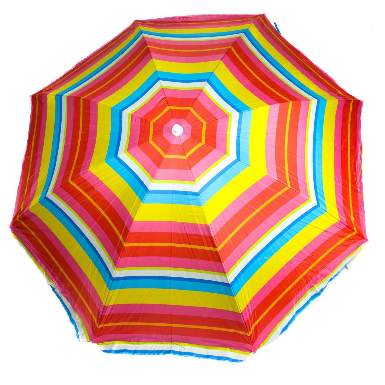 Пляжна садова парасолька 1.8 м ProBeach Смужки Anti-UV з нахилом різнобарвний, фото 1