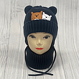 М 90034 Комплект для хлопчика: шапка з вушками і завязками на флісі і хомут, 2-6 років, різні кольори, фото 4