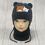 М 90034 Комплект для хлопчика: шапка з вушками і завязками на флісі і хомут, 2-6 років, різні кольори, фото 5