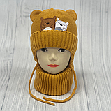 М 90034 Комплект для хлопчика: шапка з вушками і завязками на флісі і хомут, 2-6 років, різні кольори, фото 7