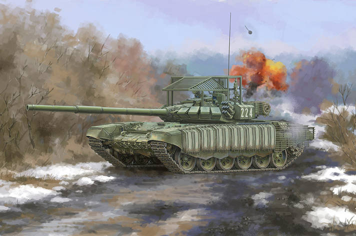 Т-72Б3 з динамічним захистом 4С24 та гратчастою бронею. TRUMPETER 09610, фото 1