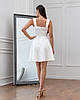 Коктейльне молодіжне коротке плаття-міні на широких бретелях, молочно-біле, фото 6