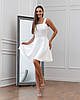 Коктейльне молодіжне коротке плаття-міні на широких бретелях, молочно-біле, фото 4