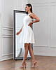 Коктейльне молодіжне коротке плаття-міні на широких бретелях, молочно-біле, фото 5