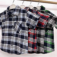 Стильная подростковая и детская рубашка для мальчика в клетку