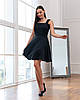 Класичне коротке коктейльне плаття на бретелях, чорне, фото 2