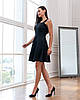 Коктейльне молодіжне коротке плаття-міні на широких бретелях, чорне, фото 5