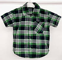 Стильная подростковая и детская рубашка для мальчика в клетку 52 (86см-92см), Зеленый