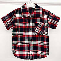 Стильная подростковая и детская рубашка для мальчика в клетку 56 (98см-104см), Красный