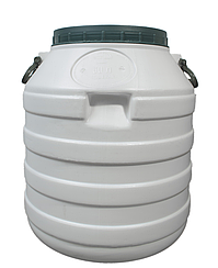 Бочка пластикова харчова біла низька бідон 60 л широка горловина для молока та води