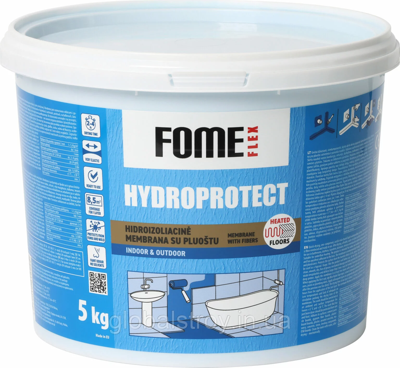 Гідроізоляція акрилова посилена під кахель FOME FLEX Tegra Hydroprotect із волокнами 5 кг