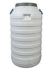 Бочка пластикова харчова біла бідон 100 л широка горловина для вина та води