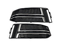 Решітки в бампер Silver Black ( S4 ) S-Line на AUDI A4 B9 2015-2019 року