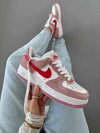 Жіночі Кросівки Nike Air Force 1 Low Pink White Red / Найк Аїр Форс 1 Низькі Рожеві з Білим та Червоним, фото 1