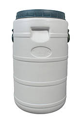 Бочка пластикова харчова біла бідон 40 л широка горловина для води, молока та засолювання