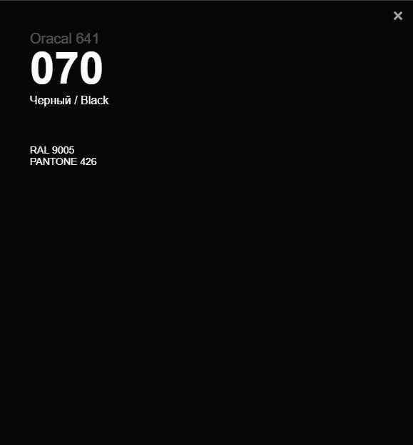 Плівка Oracal 641 070 Gloss Black 1 m глянцева чорна