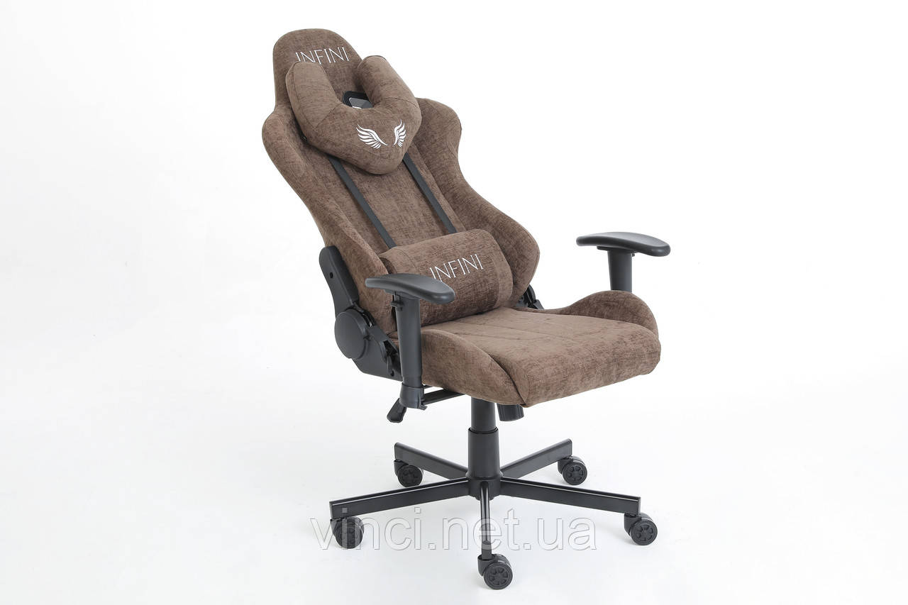 Комп'ютерне крісло із тканини LUXOR Темно-коричневе, фото 1