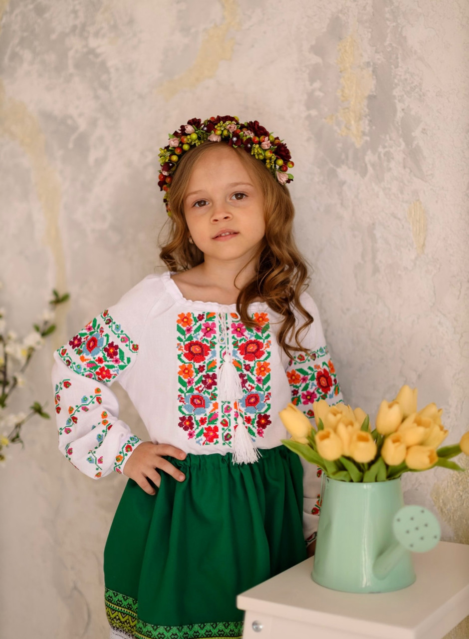 Вишиванка для дівчинки Буковинська кольорова, фото 1