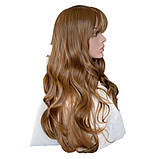 Перука з проділом і чубчиком хвиляста русява довга жіноча 70 см, фото 2