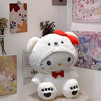 Мягкая игрушка Hello Kitty Хелло Китти в костюме медвежонка с красным бантом 23см