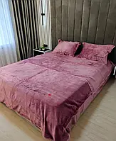Велюрова постіль "Monica" Євро розмір Бузковий колір –  ІДЕАЛЬНА НА ПОДАРУНОК та ДЛЯ СЕБЕ