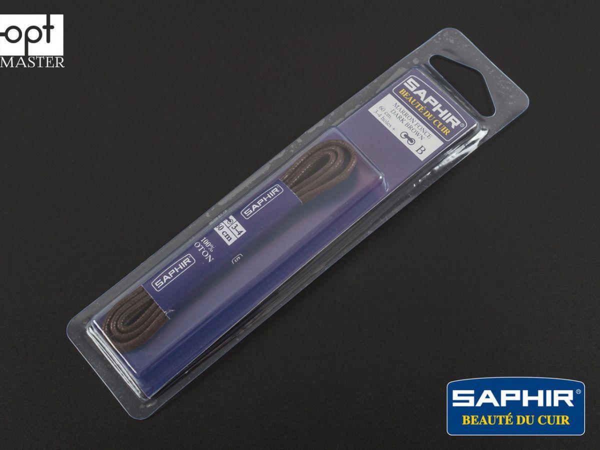 Шнурки для взуття Saphir арт.246, 60 см, тонкі круглі вощені, кол. темно-коричневий