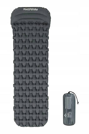 Надувний килимок з подушкою і мішком для надування Naturehike FC-12 NH19Z003-P (Graphite), фото 1