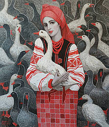 Листівка "Українка з гускою"