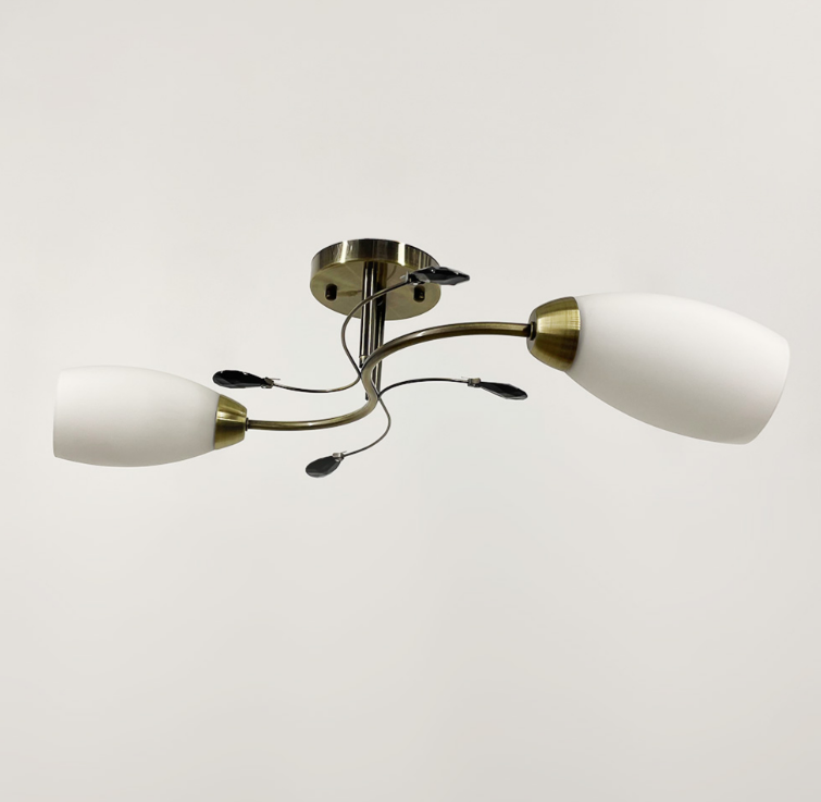 ЛЮСТРА НА 2 БІЛИХ ПЛАФОНИ У КВІТКОВИХ МОТИВАХ 91062/2, фото 1